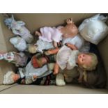Box of dolls and porcelain figures