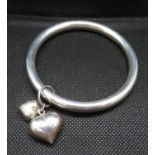 Silver and heart bangle 20g