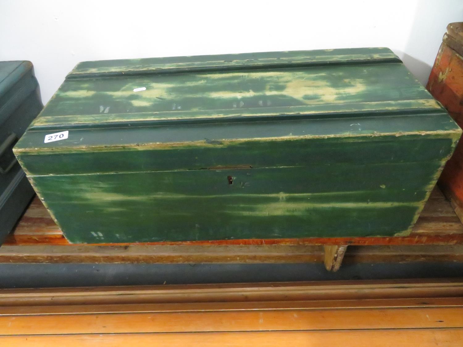 Green wooden tool chest