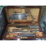 Allen and Hamburys Ltd London field amputation kit or autopsy set in fine mahogany and brass bound