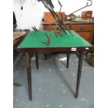 Baize topped folding card table