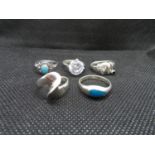 Job lot of 5x silver rings - small sizes 14g
