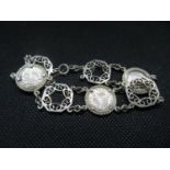 vintage silver bracelet set with silver threepence pieces 24 g