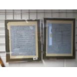 2x Burnhope Colliery coal charters framed