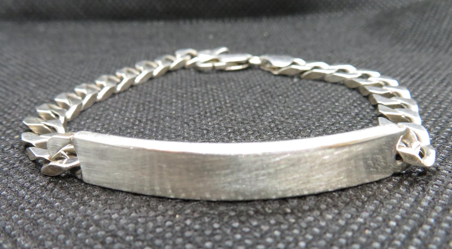 Vintage silver identity bracelet length 8" 15g