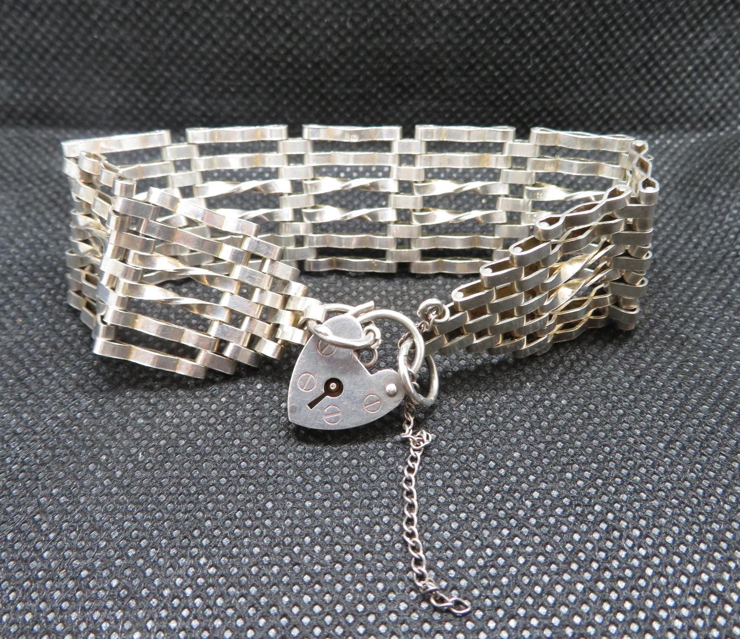 Vintage silver 6 bar gate bracelet HM London 1975 23g