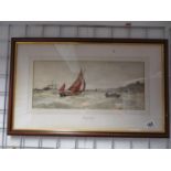 1896 TB Hardy original watercolour of Ships off Bamburgh Castle