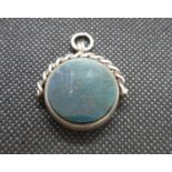Victorian silver watch Albert Spinner fob set with bloodstone and carnelion by Patton Pepper and