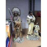 2x 20" resin Red Indian figures