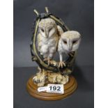 Country Artists Barn Owl pair and horse harness 10"