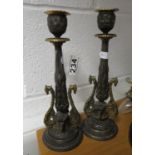 2x bronze candlesticks