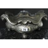 Large HM silver and glass bowl - silver weight 684grams - slight damage to one handle cut glass