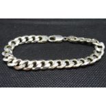 Gentleman's HM solid silver curb link bracelet 8.5 inches long weight 32 grams