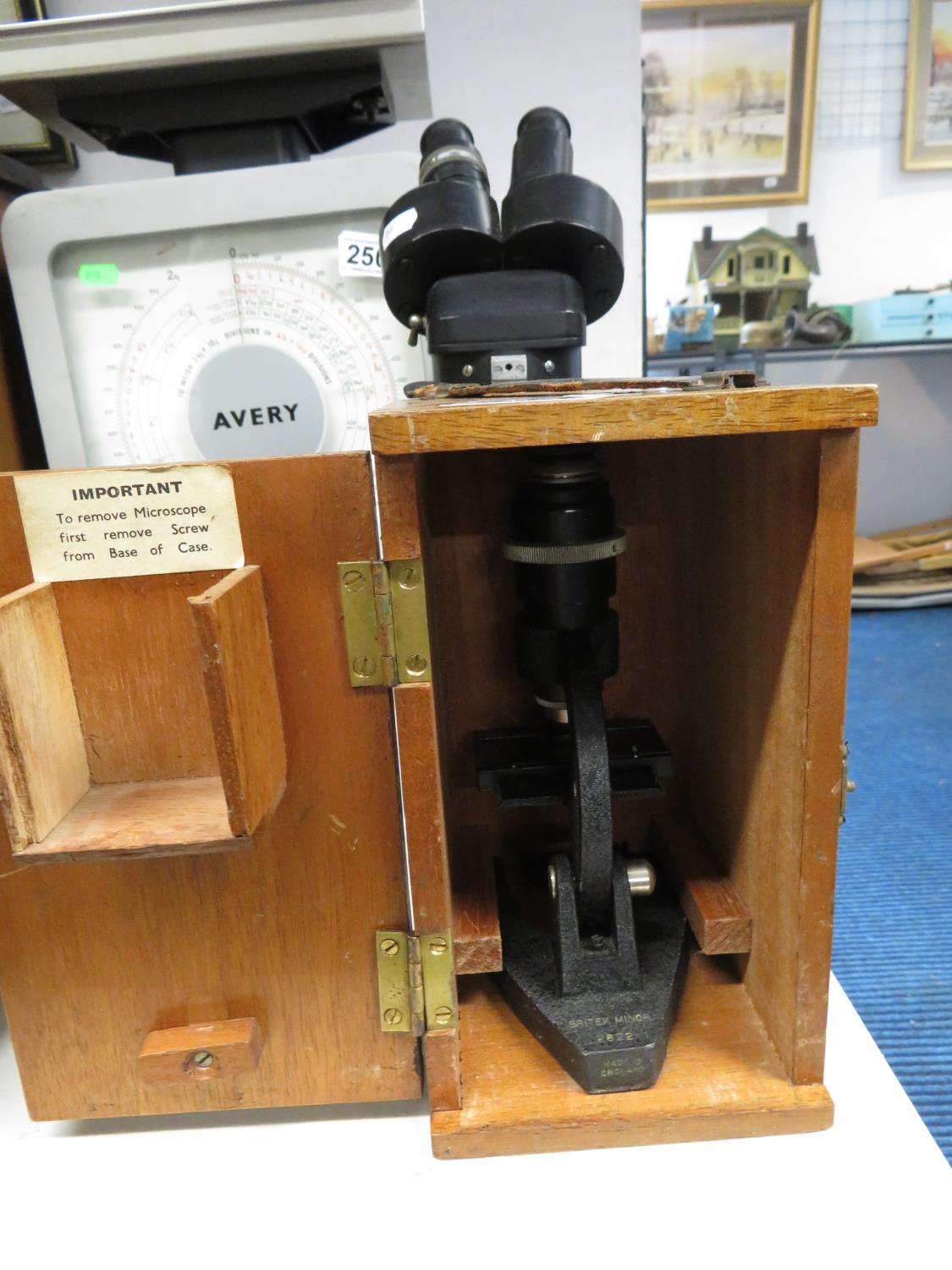 Early miniature microscope in box Britex Minor