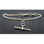 Victorian style silver Albert bracelet with T bar weight 10grams