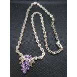 Vintage silver amethyst and marquisite necklace 30grams