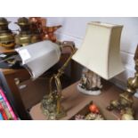 Brass angle poise lamp 1930's and another Galleon lamp