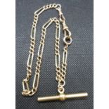 18ct Albert watch chain - wear to links - no HM but tests as min. 18ct 24.41grams