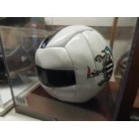 Signed Newcastle United football in perspex case