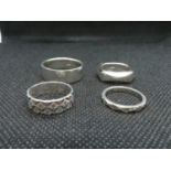 4x vintage silver ladies and gents wedding rings one set with marquisite 22grams