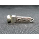 Collectable Victorian silver and steel cigar cutter with lucky charm symbols four leaf clover,
