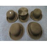 4x Bowler hats and 1x Top hat