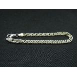 7.5" silver double curb link bracelet with sturdy lobster claw fastener 9.5grams