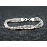 HM silver diamond cut triple box link bracelet 7.5" 8.5grams