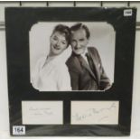 Joan Simms and Leslie Phillips autographs with photo together ready for framing