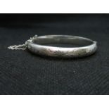 Vintage silver maiden bangle engraved front HM Birmingham 1970 8.5grams