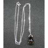 HM 925 chain set with facet cut smoky quartz teardrop pendant