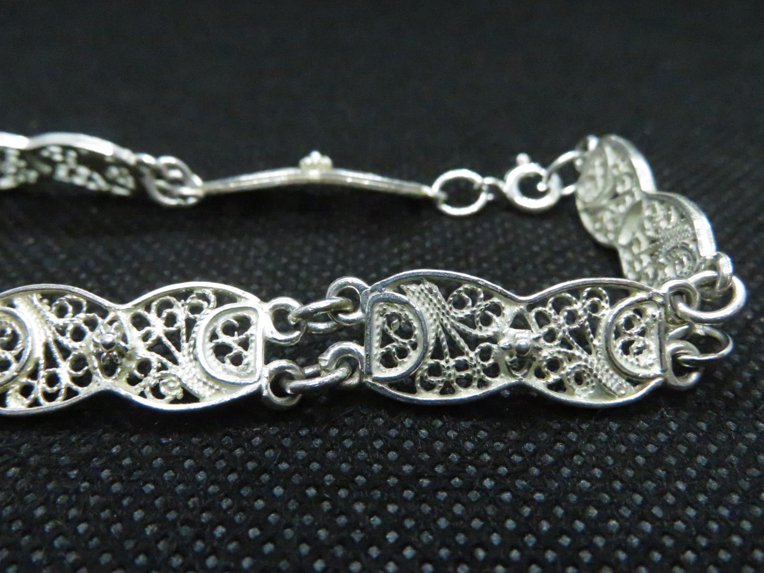 HM 925 silver seven filigree panel bracelet - Image 2 of 2