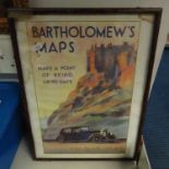 Bartholomews Maps framed picture original