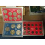 Collection of coins in plastic folders