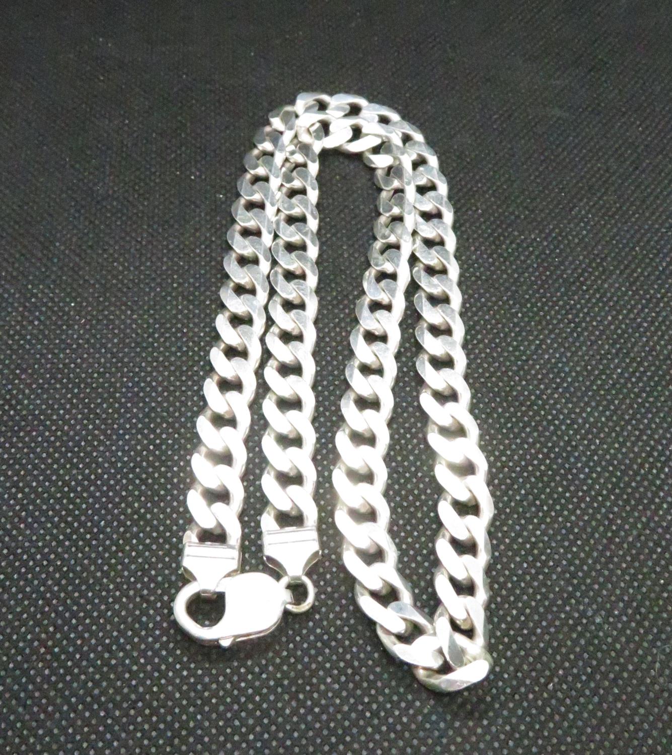 Gentleman's solid silver curb link necklace fully HM 65grams 20"