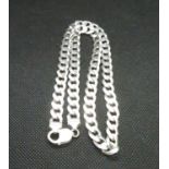 Gentleman's solid silver curb link necklace fully HM 65grams 20"