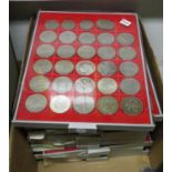 Coin collection housed in 10x Lindner coin trays includes some silver coins