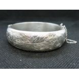 Vintage silver cuff bangle engraved to front couple of small dings HM Birmingham 1964 29grams