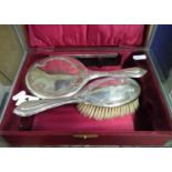 Boxed silver Art Deco mirror brush and comb