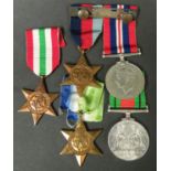 WWII medals 5 different types War Medal Defence Medal 1939/45 Star, Atlantic Star and Italy Star