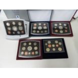 Executive proof set Royal Mint 2000,2001,2001, 2002 and 2004 including £2.00 and £5.00 still in