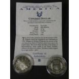 USA 1989 Congress silver dollar and 1994 World Cup silver dollar both with certificates