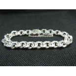 Chunky fancy link silver bracelet with Spanish HM slide fastener and chain 28grams