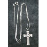 Silver Celtic cross on necklace