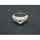 Luxurious filigree silver and CZ ring 5grams