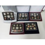 Royal Mint UK coin proof sets for 2001, 2002, 2003, 2004 and executive proof set for 2000