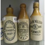 Burton and Richardson Amble stone ginger beer bottle and GW Wilson Alnwick ginger beer bottle and