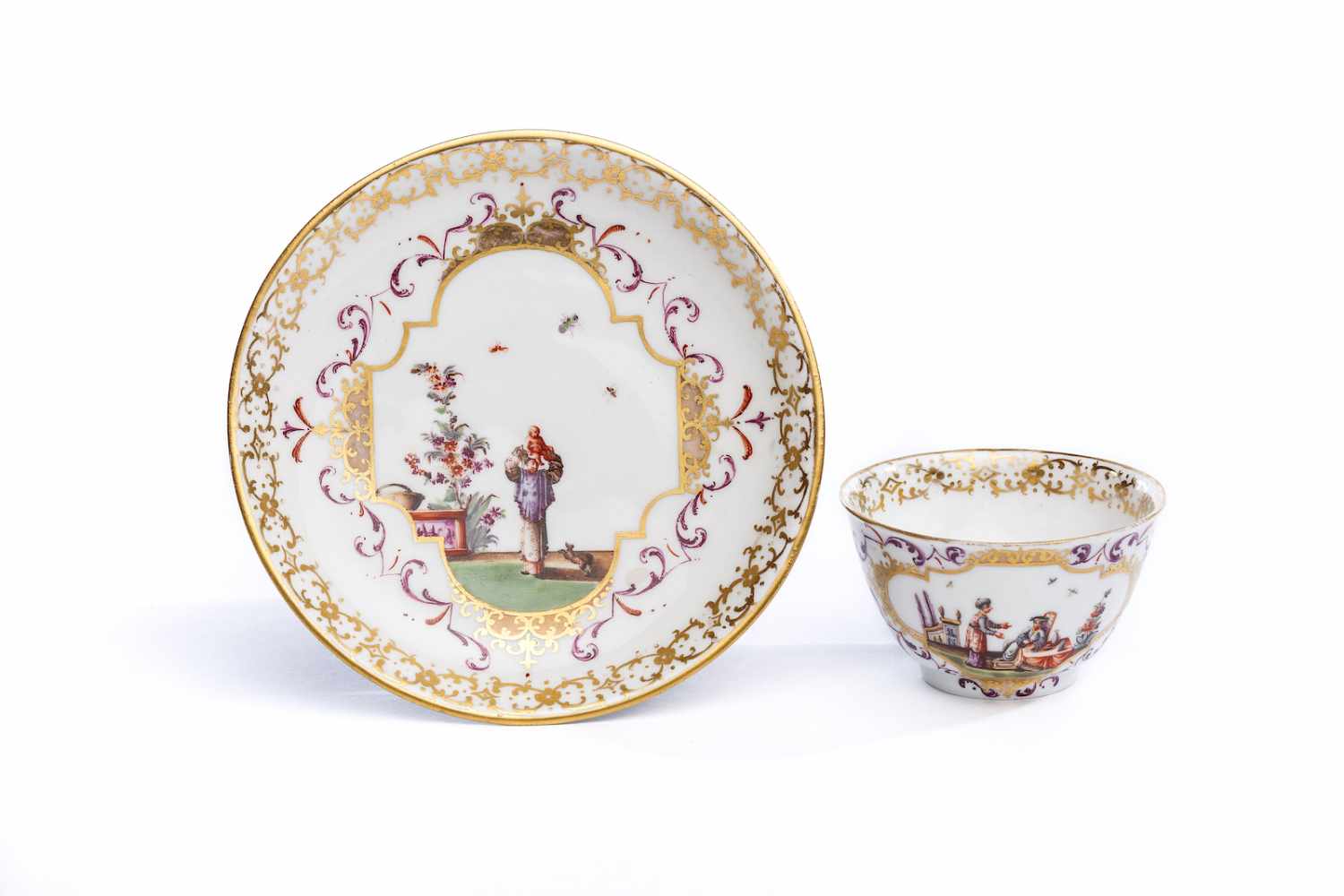 Koppchen mit Unterschale, Meissen 1725Koppchen mit Unterschale, Meissen 1725, Spiegel und