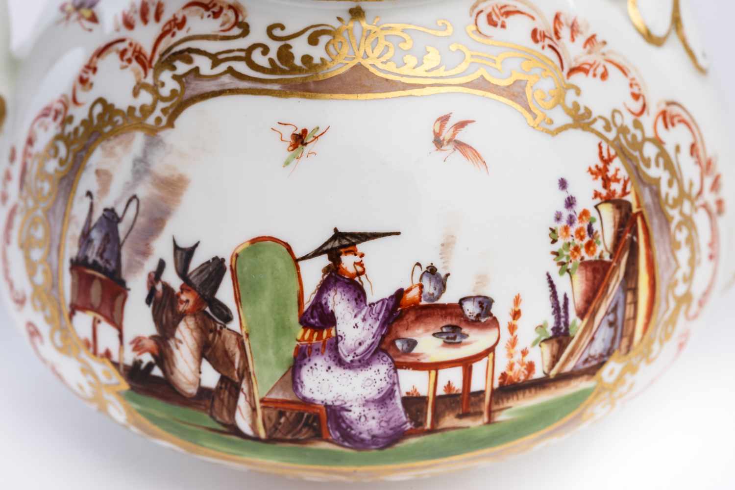 Teekanne, Meissen 1723/24Teekanne, Meissen 1723/24, Böttgerporzellan, balusterförmig, mit Ohrhenkel - Image 3 of 4