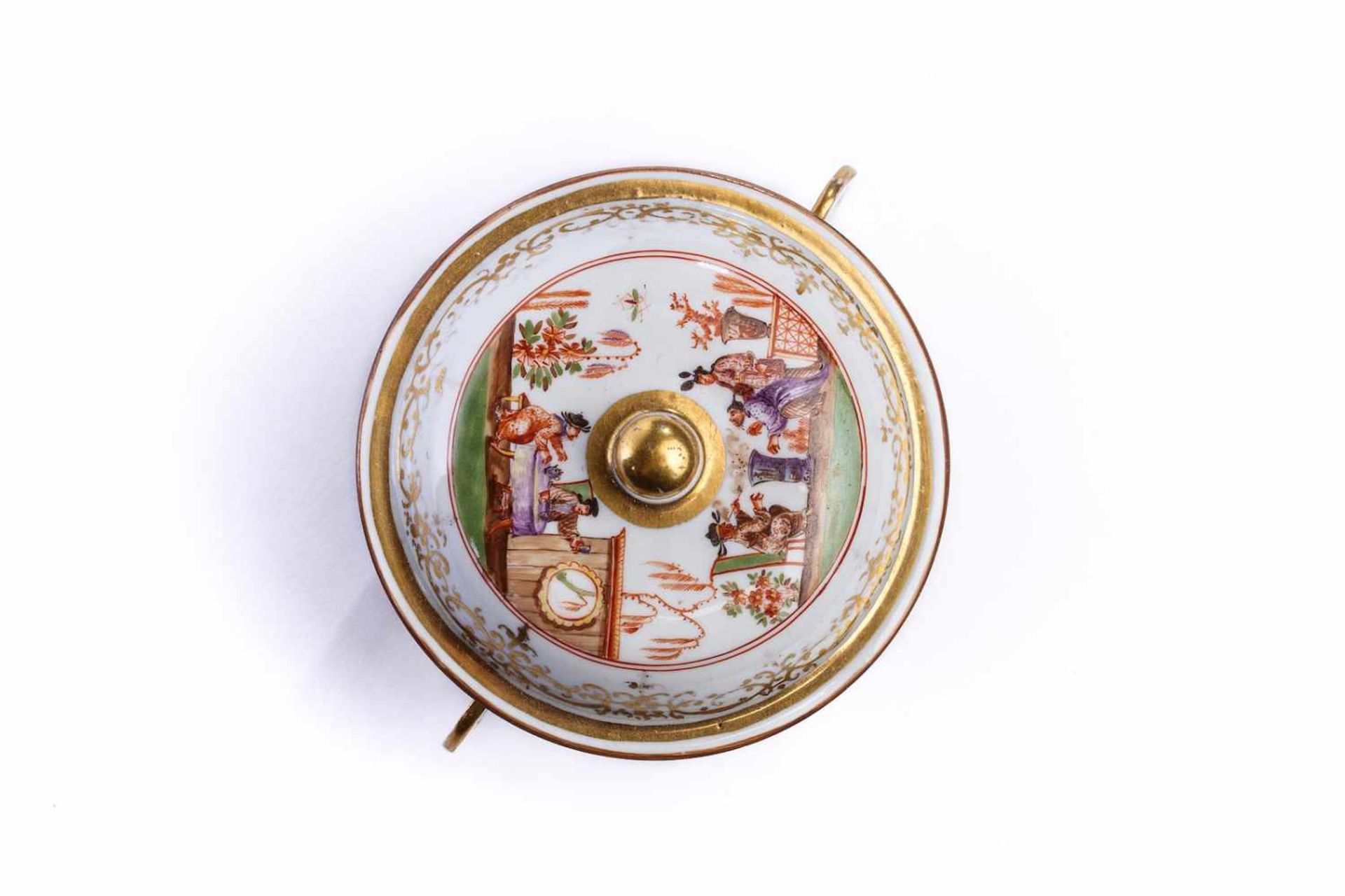 Kleine Suppenschale, Meissen 1725Kleine Suppenschale mit Deckel, Meissen 1725, runde Form mit zwei - Bild 2 aus 4